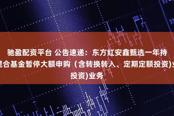 驰盈配资平台 公告速递：东方红安鑫甄选一年持有混合基金暂停大额申购（含转换转入、定期定额投资)业务